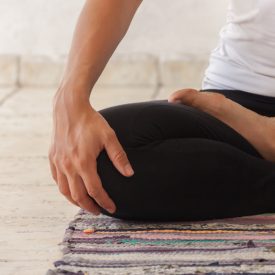 A,Young,Girl,Is,Engaged,In,Classical,Hatha,Yoga,And